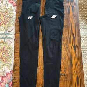 Nike girls Black Leggings with White Logo